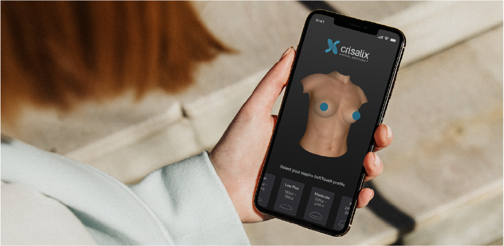 Person using Crisalix on smartphone