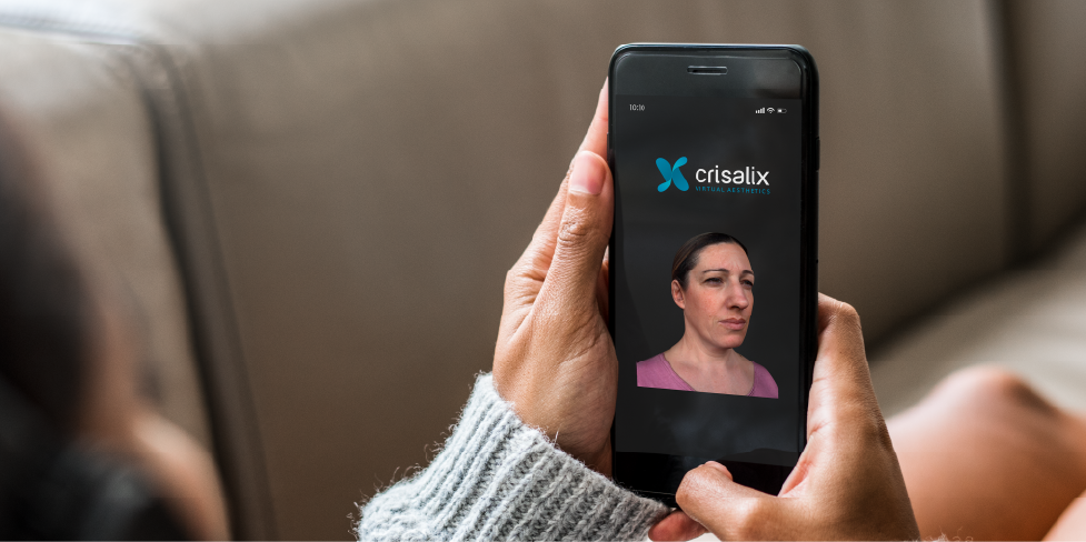 Person using Crisalix on smartphone
