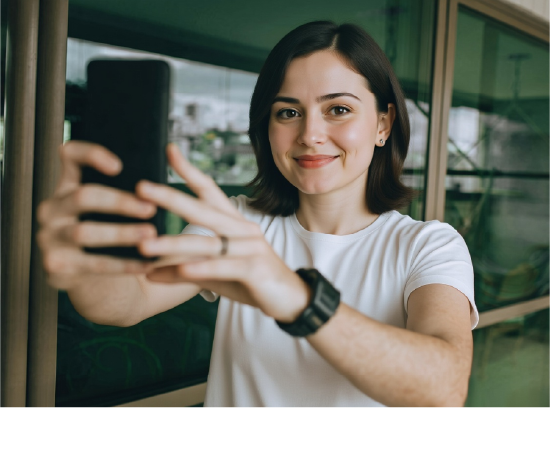 Woman using Crisalix on smartphone